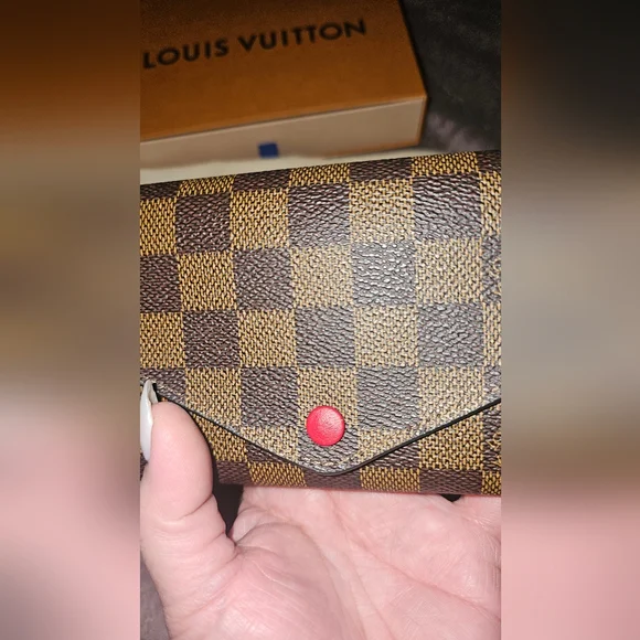 Louis Vuitton Damier Ebene Wallet with Red Accent - Picture 10 of 12